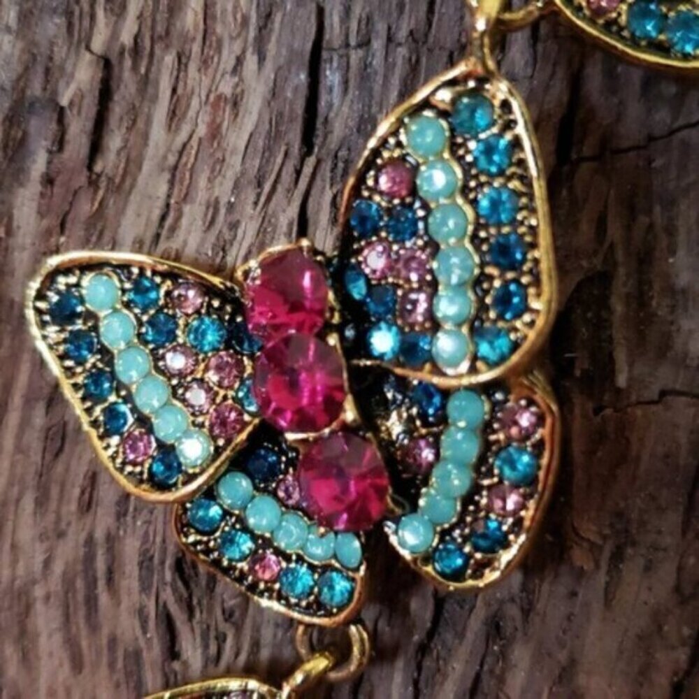 Large Butterfly Corsage Rhinestone Brooch Butterflies Butterfly Pin - Picture 3 of 13
